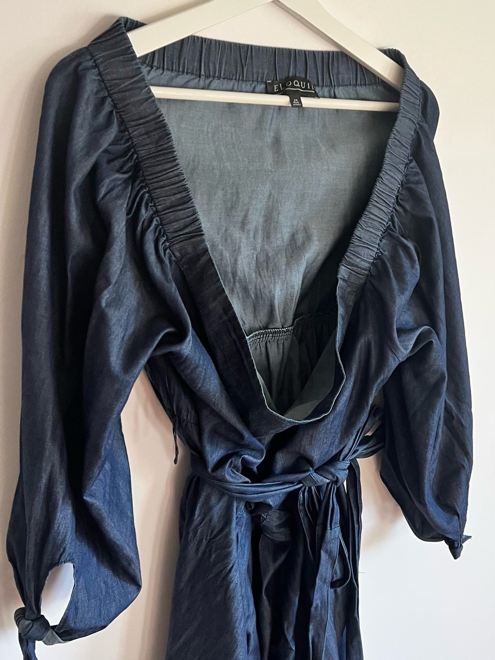 ELOQUII Size 24W Long Sleeve Tencel Denim Maxi Dress - Picture 3 of 8